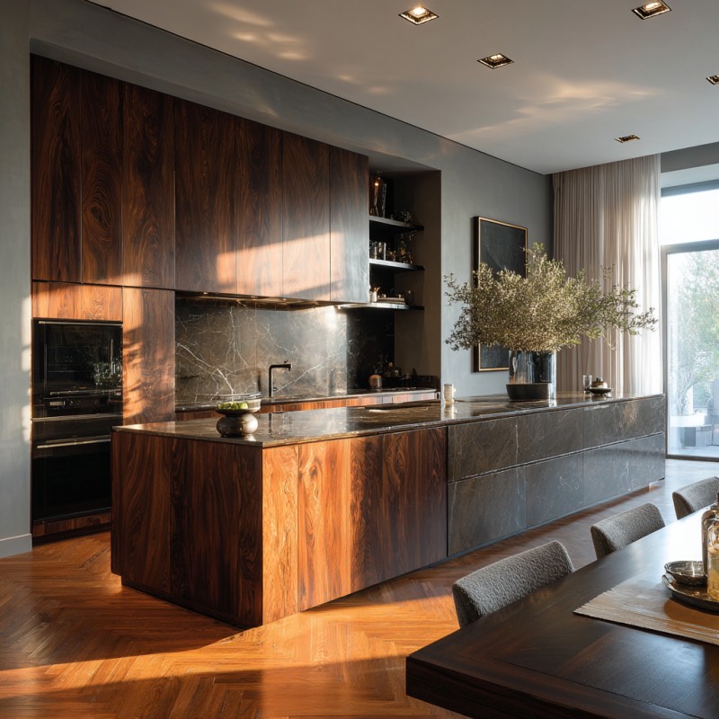 Kabinet Dapur Venir Kayu Minimalis