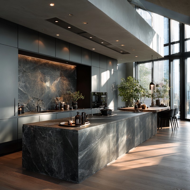 Kabinet Dapur Berasa Kulit Matte PET
