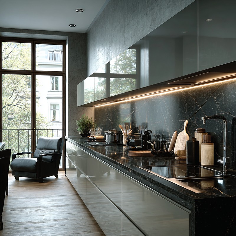Kabinet Dapur Lacquer Matte Rasa Kulit