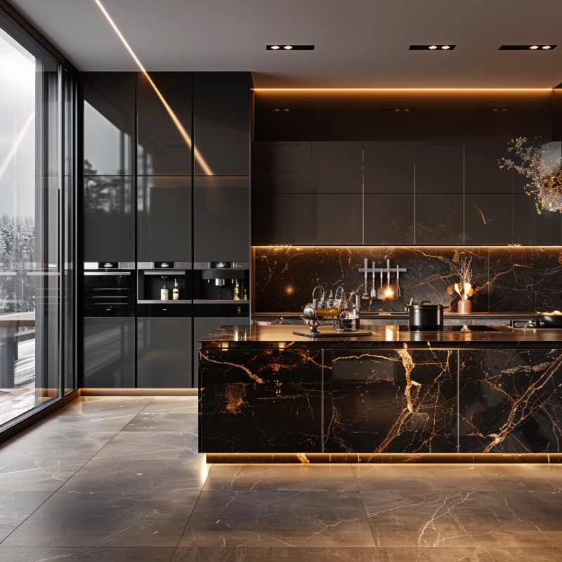 Kabinet Dapur Papan Vitrified